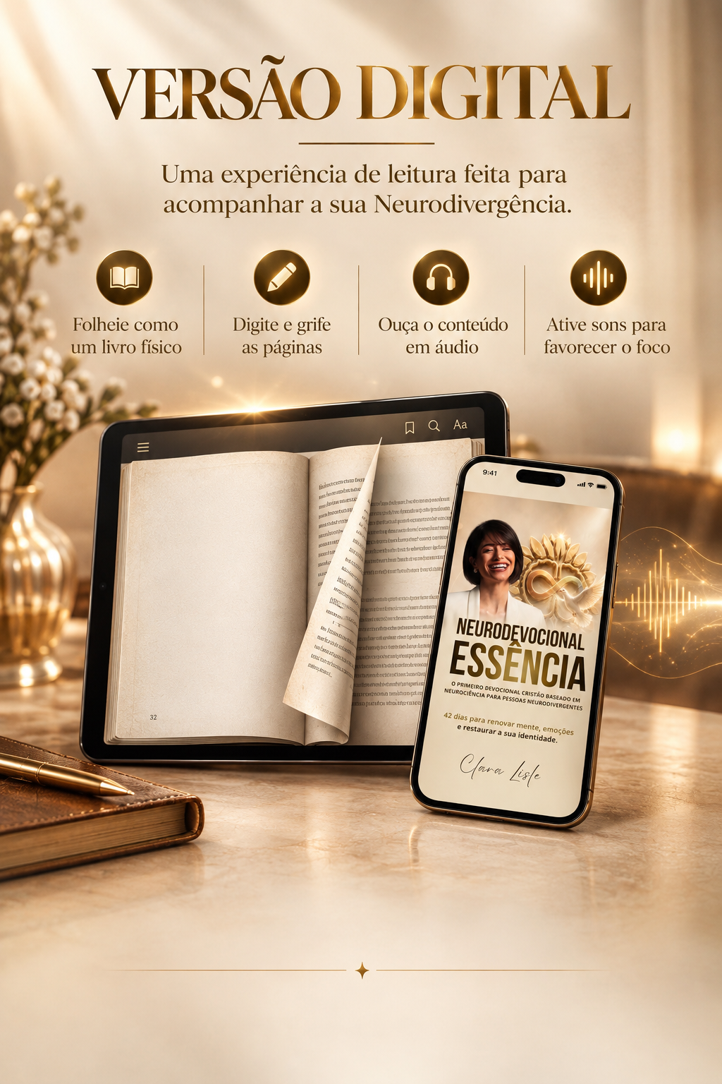 Versão digital do livro Neurodevocional Essência em tablet e celular